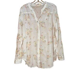 Women's Fig & Flower Long Sleeve Button Front Embroidered Blouse, Size XL, EUC